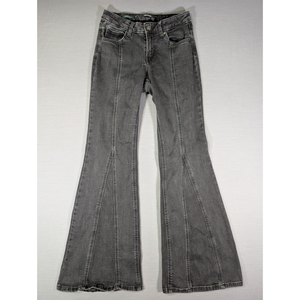 Wild Fable High Rise Flare Jeans Washed Black Seamed Front Denim Size 6